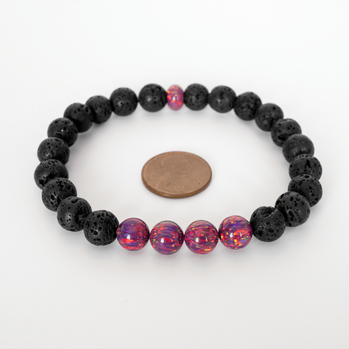 Orchid Opal & Lava Stone Beaded Bracelet - The Opal Dealer