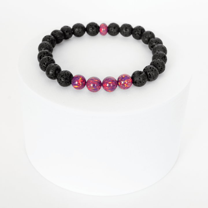 Orchid Opal & Lava Stone Beaded Bracelet - The Opal Dealer