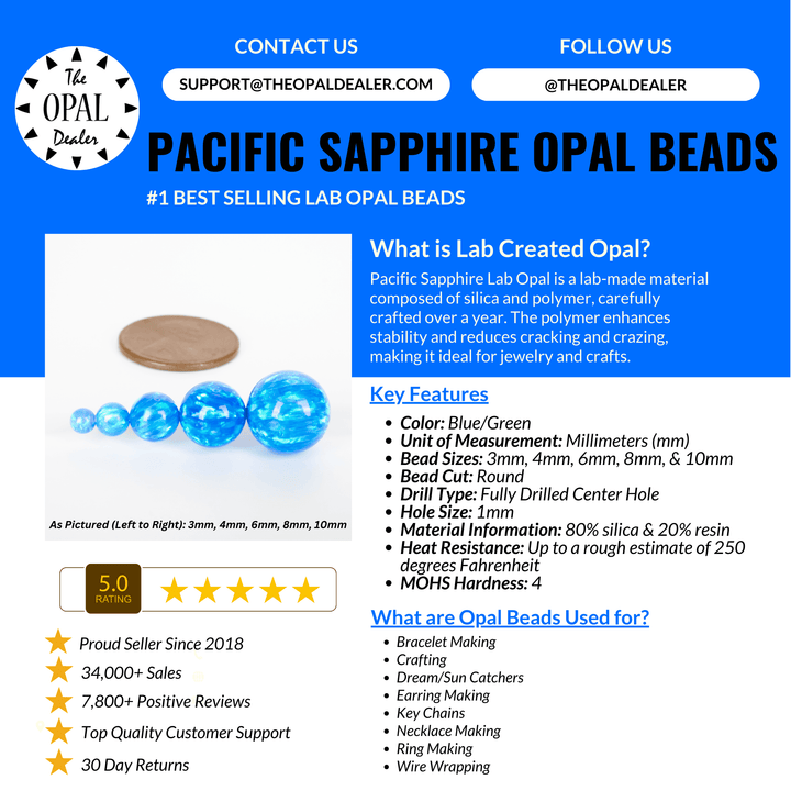 Pacific Sapphire Opal Craft Beads - The Opal Dealer