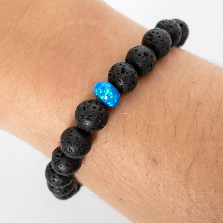 Pacific Sapphire Opal & Lava Stone Beaded Bracelet - The Opal Dealer