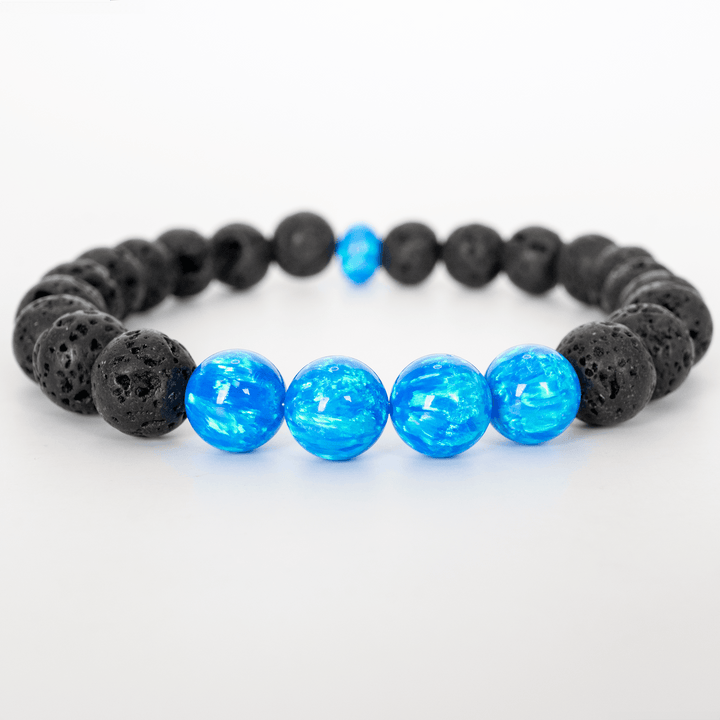 Pacific Sapphire Opal & Lava Stone Beaded Bracelet - The Opal Dealer