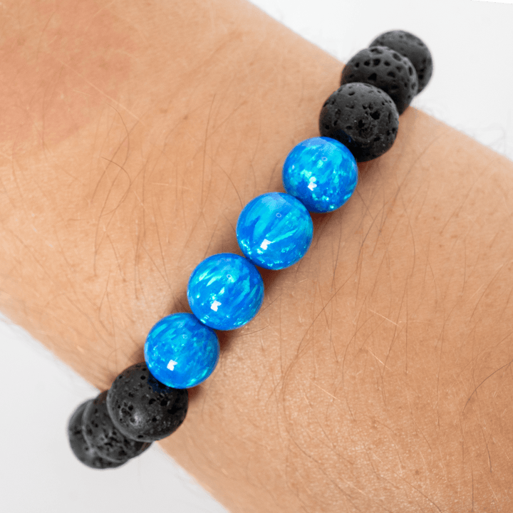Pacific Sapphire Opal & Lava Stone Beaded Bracelet - The Opal Dealer