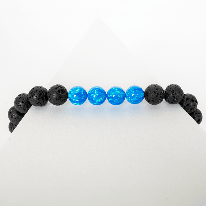 Pacific Sapphire Opal & Lava Stone Beaded Bracelet - The Opal Dealer