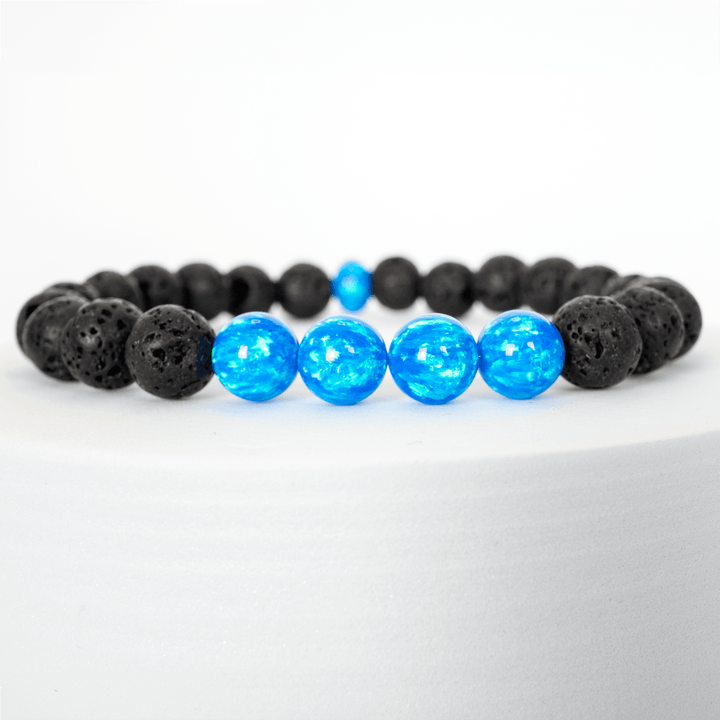 Pacific Sapphire Opal & Lava Stone Beaded Bracelet - The Opal Dealer