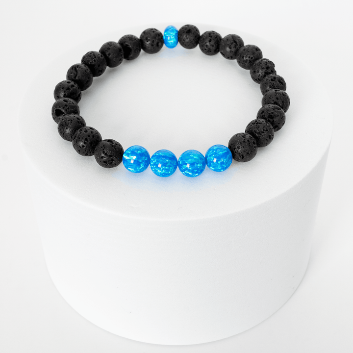 Pacific Sapphire Opal & Lava Stone Beaded Bracelet - The Opal Dealer