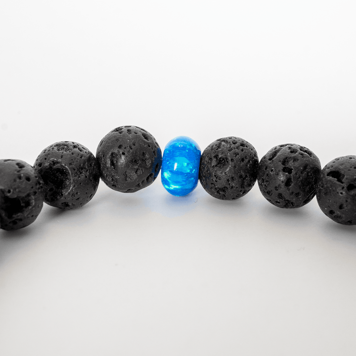 Pacific Sapphire Opal & Lava Stone Beaded Bracelet - The Opal Dealer