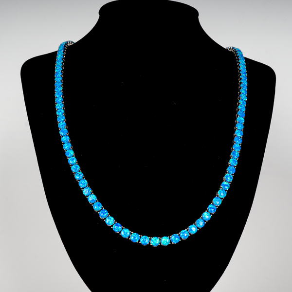 Pacific Sapphire Opal Tennis Necklace