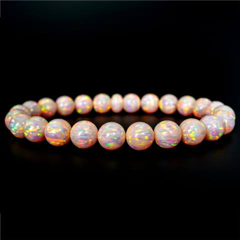 Peach Fuzz Opal Beaded Bracelet - New Design