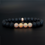 Peach Fuzz Opal & Lava Stone Beaded Bracelet