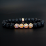 Peach Fuzz Opal & Lava Stone Beaded Bracelet