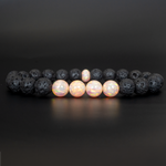 Peach Fuzz Opal & Lava Stone Beaded Bracelet