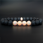 Peach Fuzz Opal & Lava Stone Beaded Bracelet