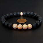 Peach Fuzz Opal & Lava Stone Beaded Bracelet