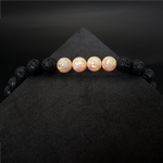 Peach Fuzz Opal & Lava Stone Beaded Bracelet