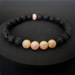 Peach Fuzz Opal & Lava Stone Beaded Bracelet