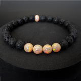 Peach Fuzz Opal & Lava Stone Beaded Bracelet