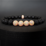 Peach Fuzz Opal & Lava Stone Beaded Bracelet