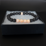 Peach Fuzz Opal & Lava Stone Beaded Bracelet