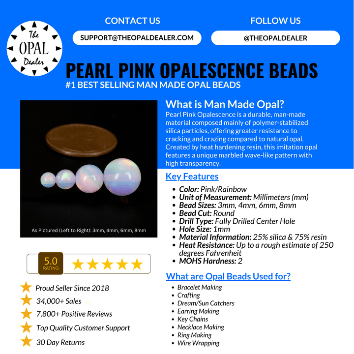 Pearl Pink Opalescence Craft Beads - The Opal Dealer
