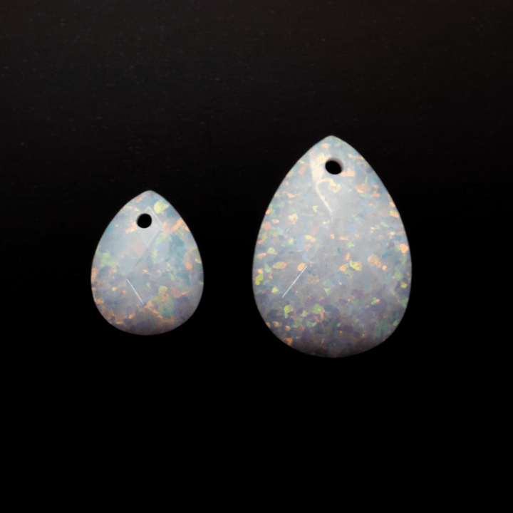 Pearl White Faceted Pear Cut Opal Cabochon - The Opal Dealer