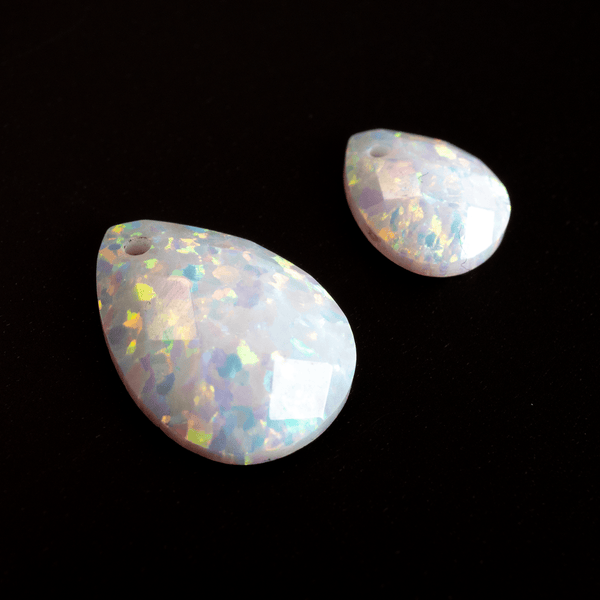 Pearl White Faceted Pear Cut Opal Cabochon - The Opal Dealer
