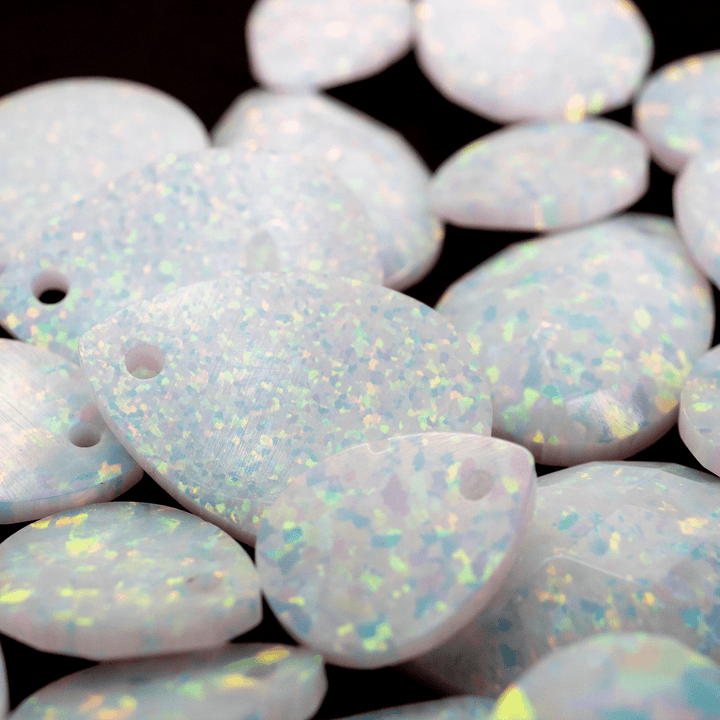 Pearl White Faceted Pear Cut Opal Cabochon - The Opal Dealer