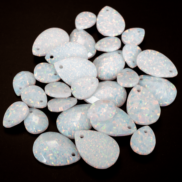 Pearl White Faceted Pear Cut Opal Cabochon - The Opal Dealer