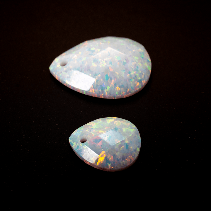 Pearl White Faceted Pear Cut Opal Cabochon - The Opal Dealer