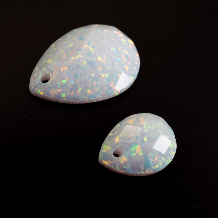 Pearl White Faceted Pear Cut Opal Cabochon - The Opal Dealer
