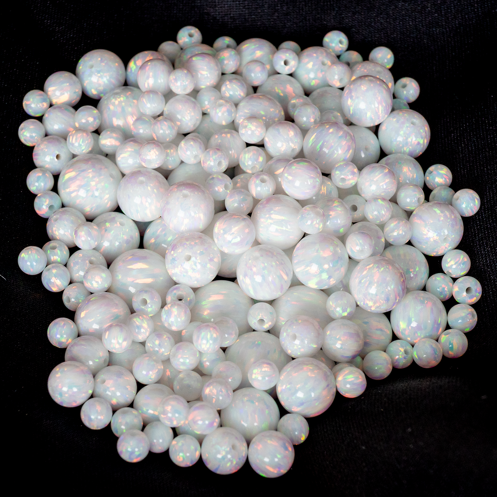 OUTLET 250g Round Druck Beads, 3 mm, Opal White (111-19001-03x03-01000 –