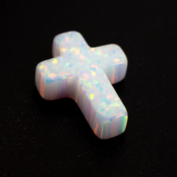 Pearl White Opal Cross Charm