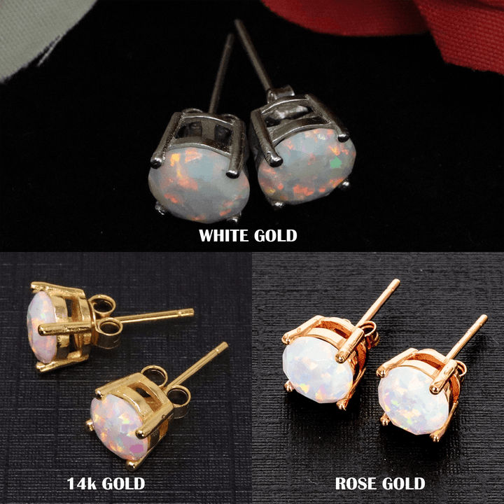 Pearl White Opal Stud Earrings - The Opal Dealer