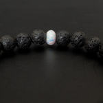 Pearl White Opal & Lava Stone Beaded Bracelet