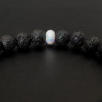 Pearl White Opal & Lava Stone Beaded Bracelet - New Design