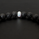Pearl White Opal & Lava Stone Beaded Bracelet
