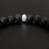 Pearl White Opal & Lava Stone Beaded Bracelet - New Design