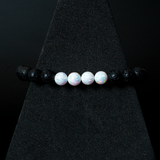 Pearl White Opal & Lava Stone Beaded Bracelet