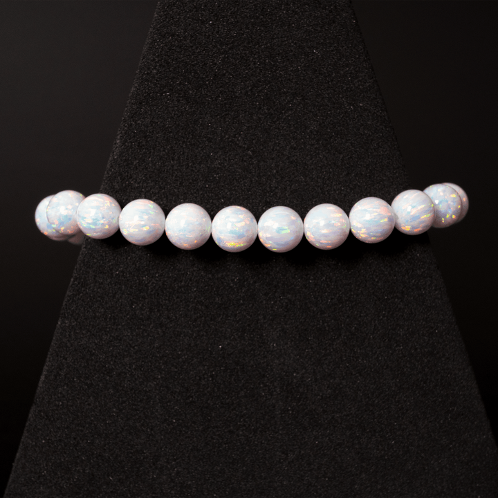 Pearl White Opal Beaded Bracelet - The Opal Dealer