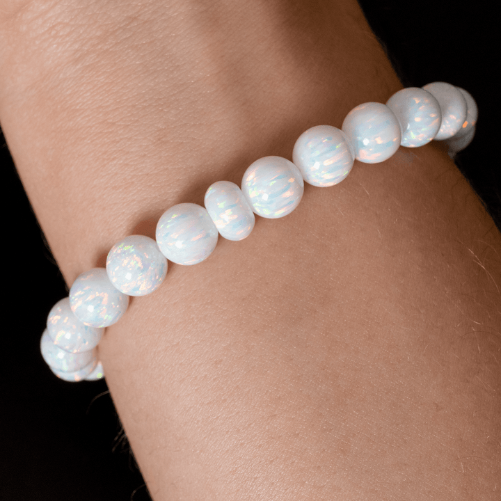 Pearl White Opal Beaded Bracelet - The Opal Dealer
