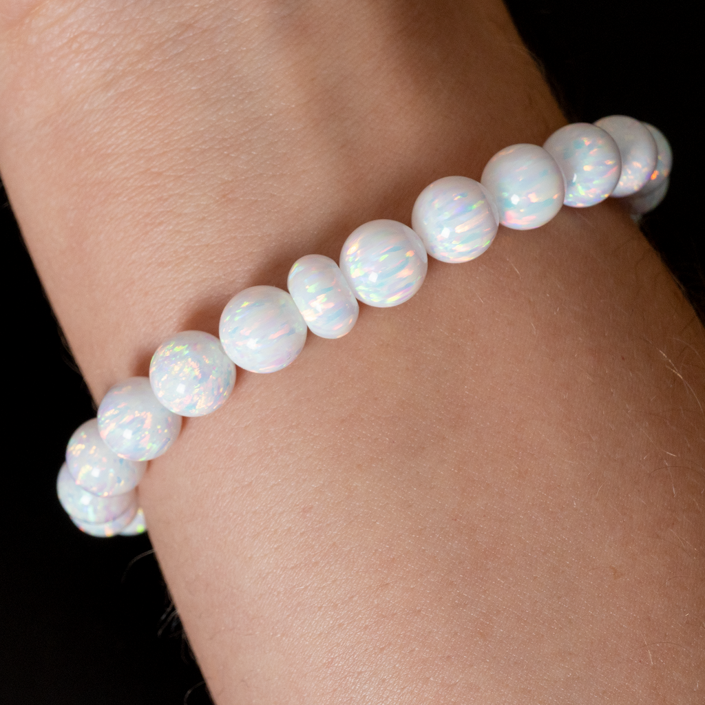 White Opal Bracelet - Pearl White Opal Beaded Bracelet - Opal Jewelry – The  Opal Dealer