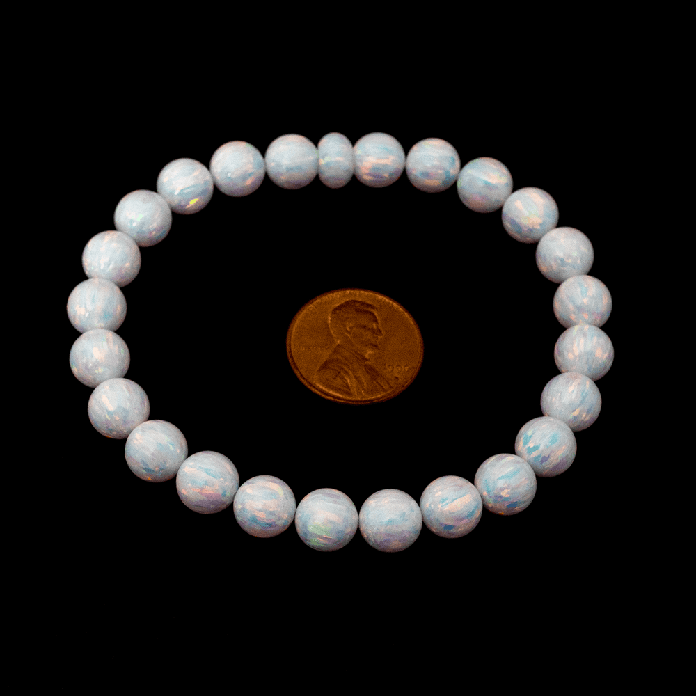 Bracelet Perles Opale Noire Naturelle Argent 925 - Longueur 7,8 Pouces, Fermoir Homard, Réglable