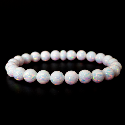 Pearl White Opal Beaded Bracelet