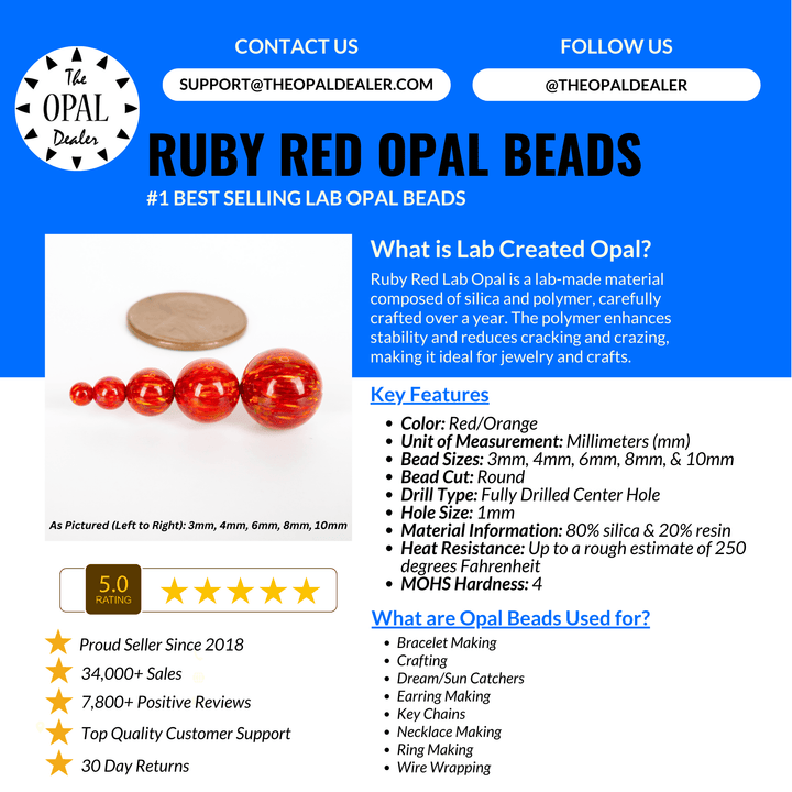 Ruby Red Opal Craft Beads - The Opal Dealer