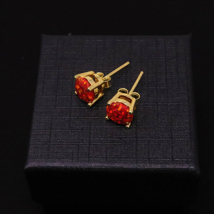 Ruby Red Opal Stud Earrings - The Opal Dealer
