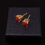 Ruby Red Opal Stud Earrings