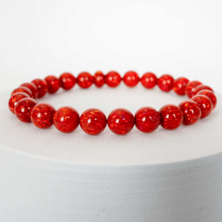 Ruby Red Opal Beaded Bracelet - The Opal Dealer