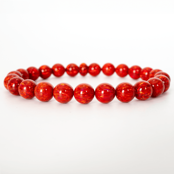 Ruby Red Opal Beaded Bracelet - The Opal Dealer
