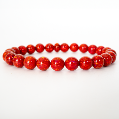 Ruby Red Opal Beaded Bracelet