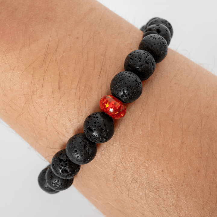 Ruby Red Opal & Lava Stone Beaded Bracelet - The Opal Dealer