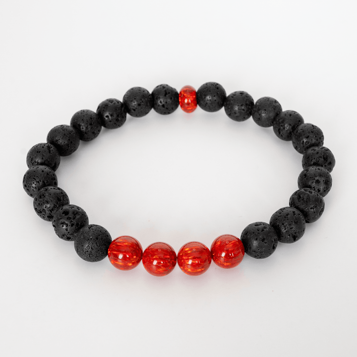 Ruby Red Opal & Lava Stone Beaded Bracelet - The Opal Dealer
